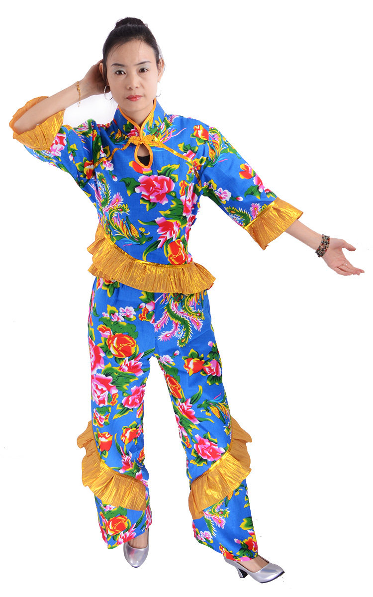 东北秧歌 扇子舞 开门红 大花布广场舞台演出服民族服装 厂家直销