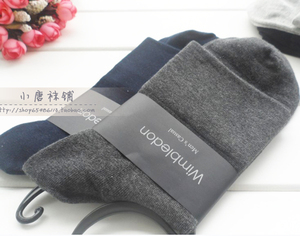 不勒脚的袜子 温布尔顿纯棉宽口松口袜男士无骨袜黑色老年人薄袜