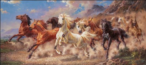 马到成功 万马奔腾装饰画画芯 画布高清电分大图 无框画画心 背景