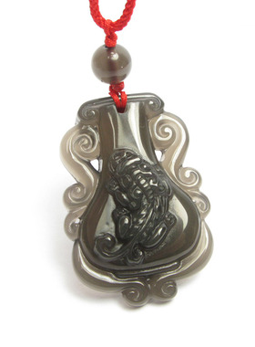 晶万顺冰种黑曜石貔貅新年礼吊坠