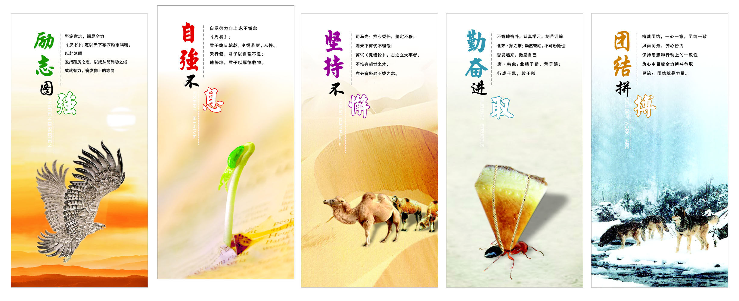 655海报印制定制展板素材169励志图强自强不息坚持懈团结拼搏