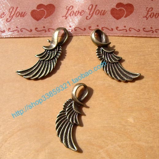 DIY饰品配件 复古材料 31*10MM吊坠 挂件 古青铜 天使之翼2元4个