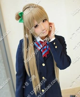 Love Live! Nam chim cosplay tóc giả bằng vải lanh lông vàng nhạt dài thẳng + nơ xanh - Cosplay cosplay akatsuki