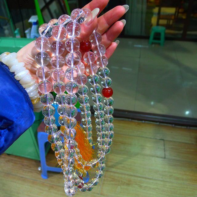 纯天然白水晶佛珠串直径16mm超大圆珠108颗念珠长串高档文玩礼品