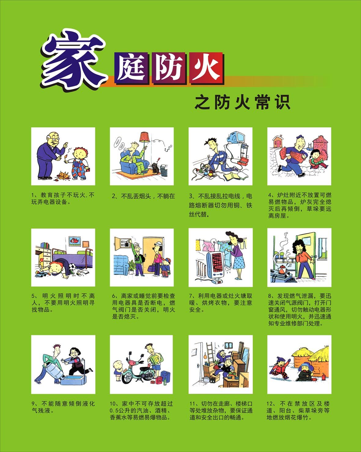 555海报印制海报展板素材443家庭防火常识1 个性定制