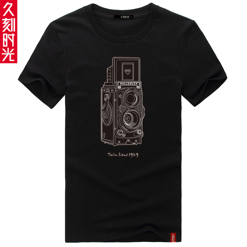 摄影文化衫复古双反胶卷相机1929 男纯棉半短袖T恤衫大码打底衫潮