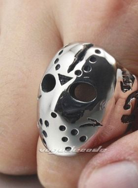 亮银色时尚男款钛钢戒指朋克风潮