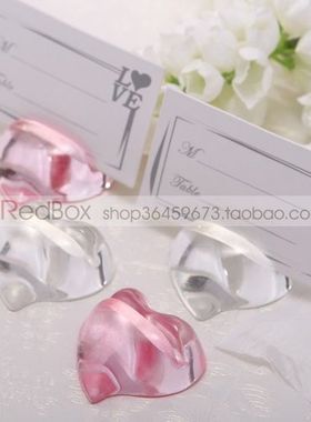 RedBox节日用品 婚礼布置道具 水晶小桃心席位卡夹桌卡座 两色选