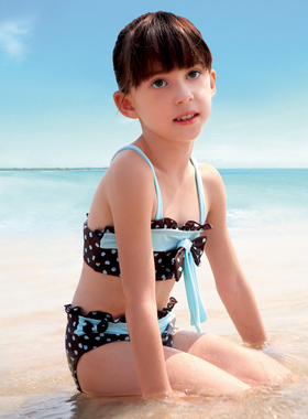 清仓特卖海威迩童装春夏女童中大童儿童高弹力分体泳衣泳装109216