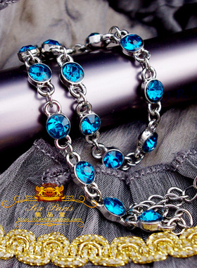 韩国欧美风饰品蓝色水钻手链