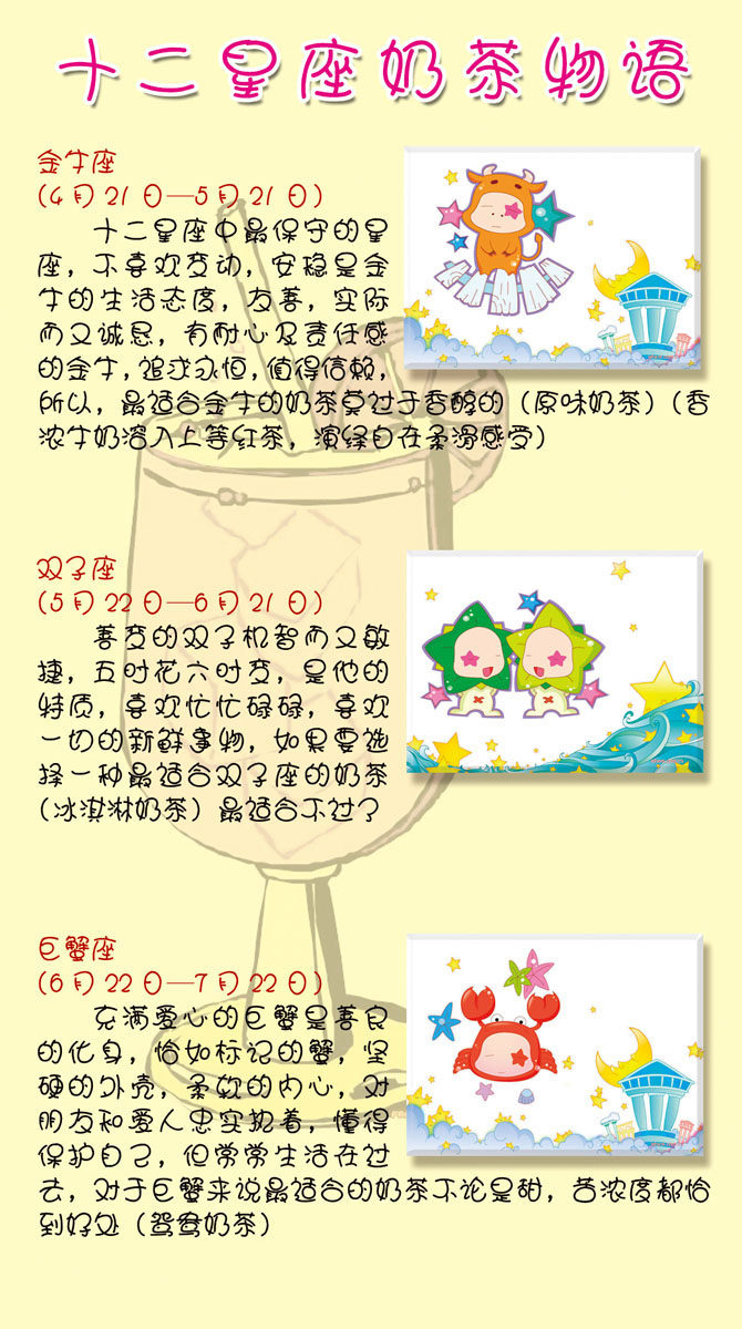 613海报印制海报展板素材260十二星座奶茶物语(1)