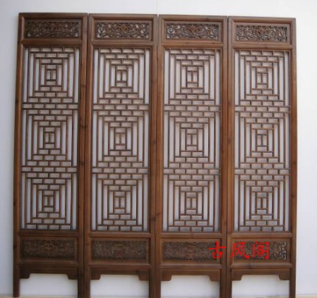 仿古屏风隔断 花格折屏 中式实木花格酒店办公室客厅茶室屏风玄关