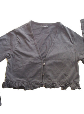 日单COMME CA ISM黑色长袖有花边披肩140-5