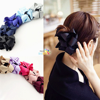 立体花朵发夹缎带韩版发爪大号