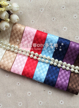 虫虫丝带2.5cm/25mm方格带 手工DIY蝴蝶结绸带发饰发夹材料G16