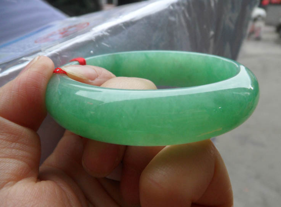 官方a货翡翠老坑阳绿苹果绿满绿手镯58 正品带权威证书