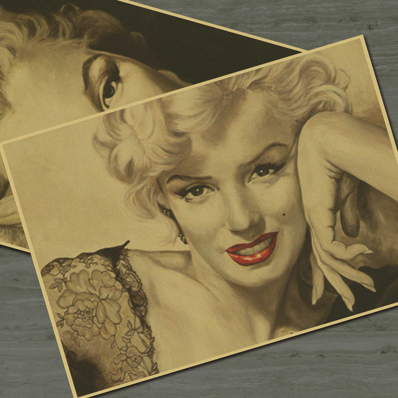 玛丽莲梦露 怀旧复古电影牛皮纸海报 酒吧咖啡店装饰画贴画老照片