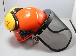 正品推荐直销套装铁丝网片面罩耳罩安全帽有红蓝黄桔白三件套