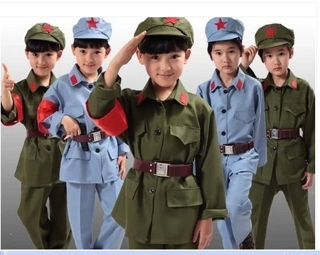 儿童演出衣服 跳舞蹈军迷服装女 中国解放用品部队老军装绿套装男