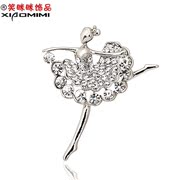 Ballet girl Korean version of smiling rhinestone brooch women fancy brooch pin clasp Korea beauties