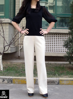 专柜正品 珂曼 OL春秋米白色裤子清爽女裤子长裤 原618 清仓特价