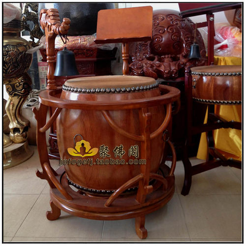 鼓法器木鱼地钟大鼓 16寸(40厘米)台湾进口铃鼓+鼓架+帝钟