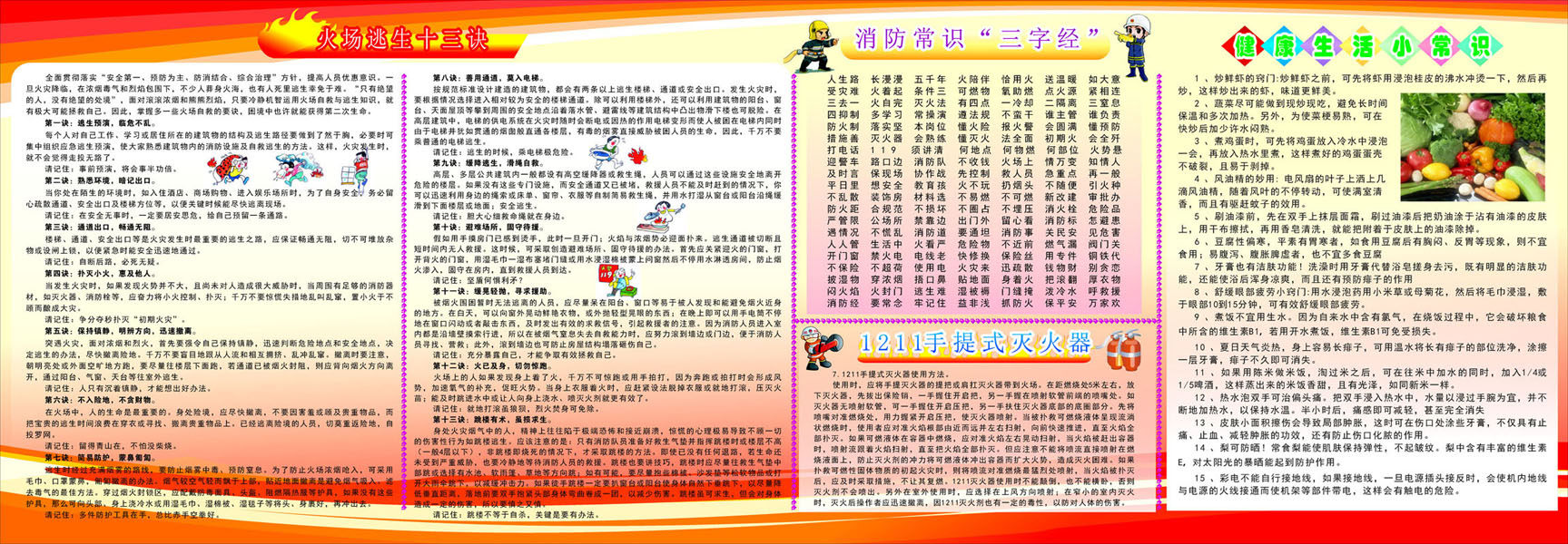 海报印制666展板素材633消防火场逃生健康生活常识三字经