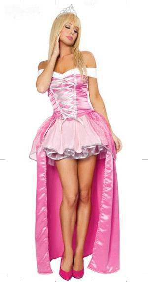 万圣节粉色抹胸拖地晚礼服睡美人白雪公主裙COSPLAY服饰