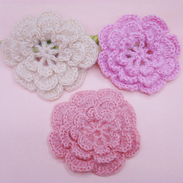 马海毛手钩花朵 手勾花毛线花 毛衣 帽子diy饰品配件花