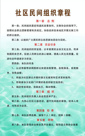 584海报印制海报展板素材710社区民间组织章程