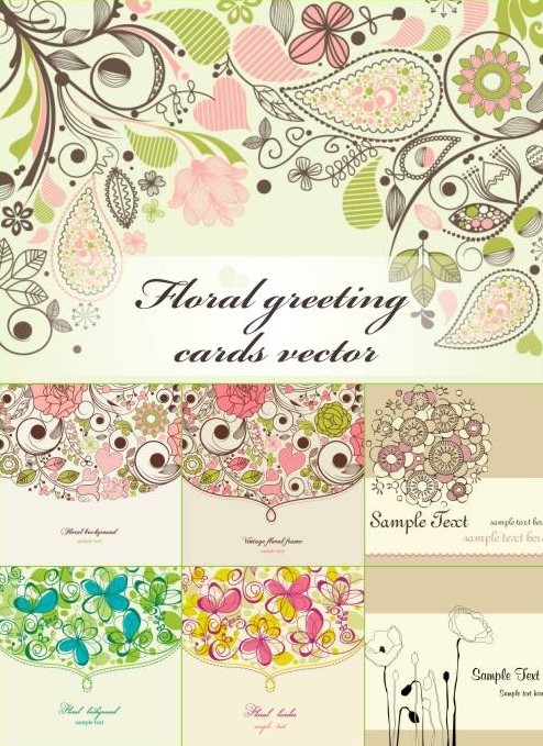 矢量设计素材 抽象简单的花纹背景图案模板 EPS格式源文件 16P