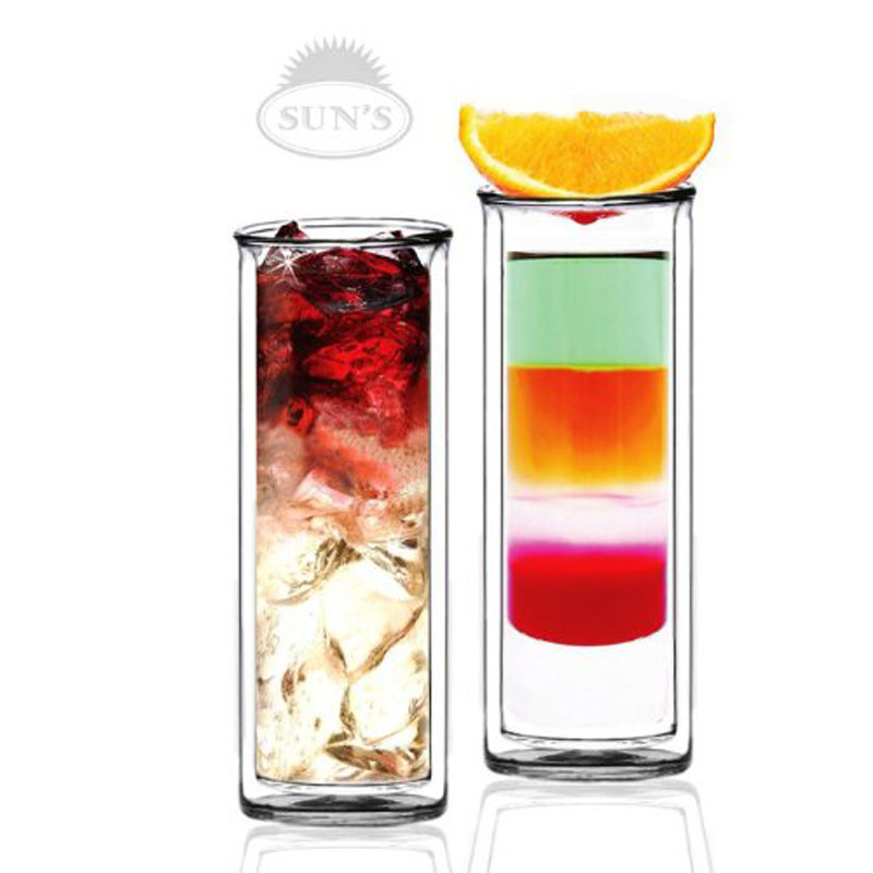 鸡尾酒杯果汁杯酒杯只装双层玻璃