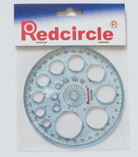 包邮 REDCIRCLE 全圆仪+画圆模板 360度量角器 绘图工具