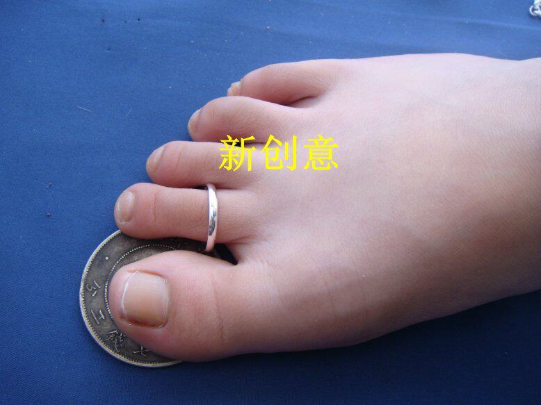 正品 韩版 女性感 999纯银超秀气2毫米光面足银脚戒指 满48包邮