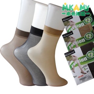 梦娜包芯丝时尚性感短袜 超透型春夏超薄短丝袜 脚尖透明一包5双