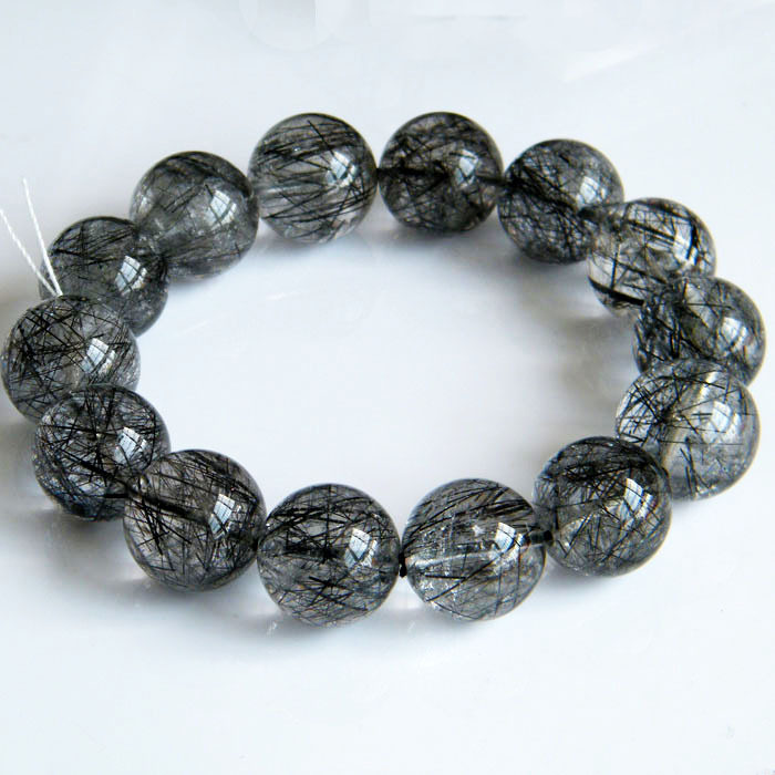 水玉冰魄黑发晶手链 发丝多清透 大号男款黑发手链 一图一物