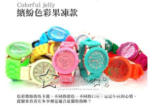 三眼六针时尚 GENEVA日内瓦硅胶女士手表 石英表批发 13年新款 正品