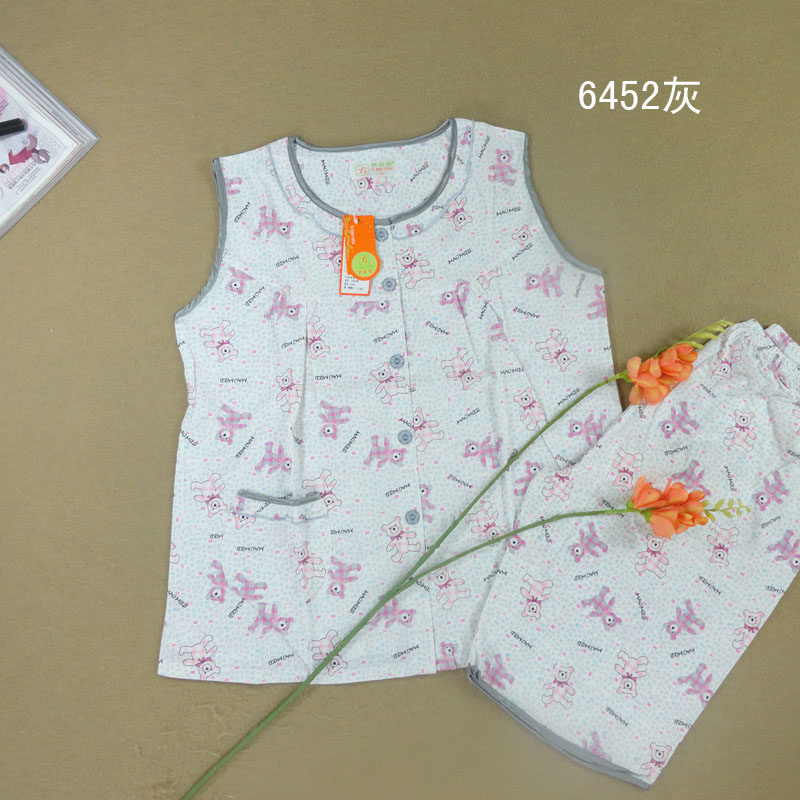 大码睡衣女夏棉 大码睡衣加肥加大 纯棉无袖大码家居服卡通大码