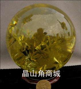 晶山角商城天然黄水晶球 摆件 10cm
