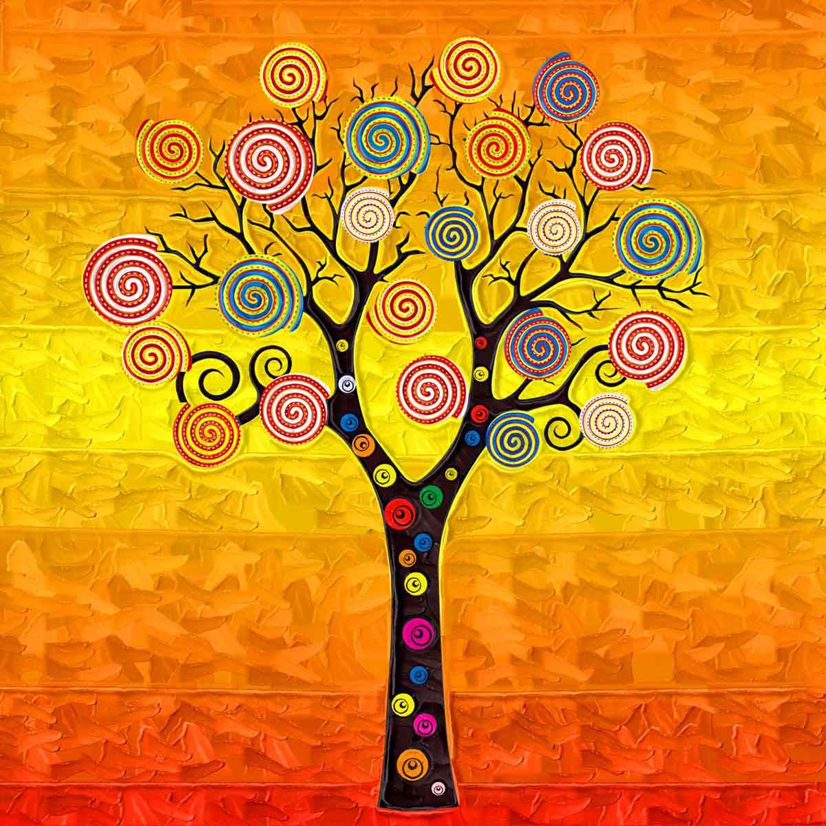 197素材油画装饰画墙画壁画挂画146发财树 tif海报印制