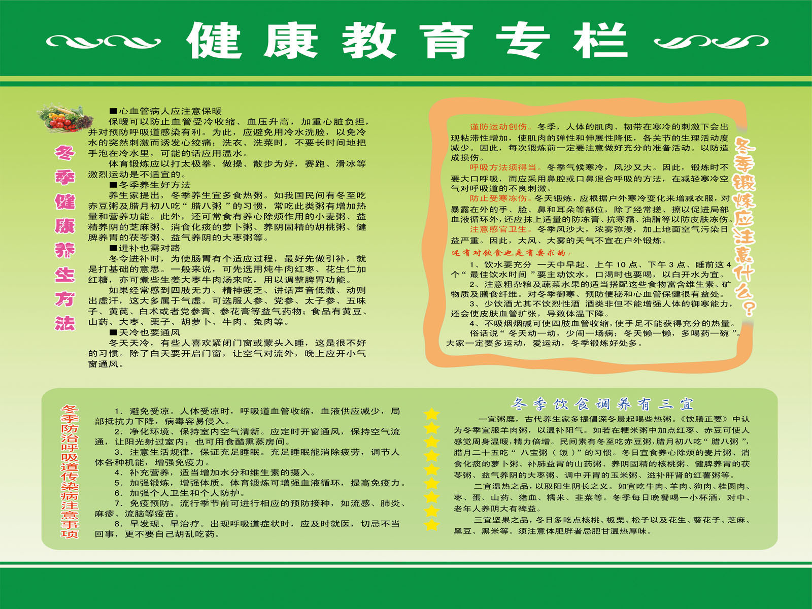 610海报印制海报展板素材150健康教育专栏冬季养生方法