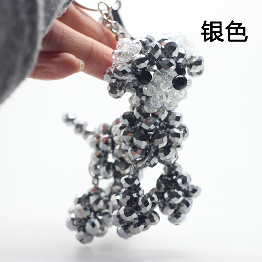 超萌可爱狗狗水晶串珠钥匙扣 吊脚贵宾犬 牧羊犬景点地摊夜市热销
