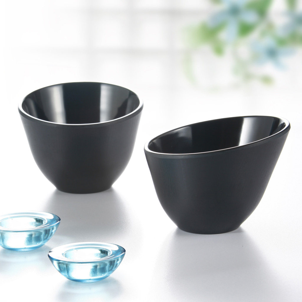 日韩黑色磨砂火锅烤肉店生菜桶耐摔斜口碗泡面大碗寿碗味千拉面碗