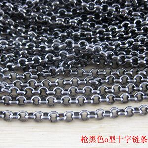 diy手工饰品配件材料 o型十字链条 仿古枪黑色链条 o型直径3.8mm