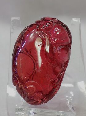 橙色 碧玺吊坠 纯天然碧玺戏钱兽吊坠 天然碧玺吊坠 无杂质