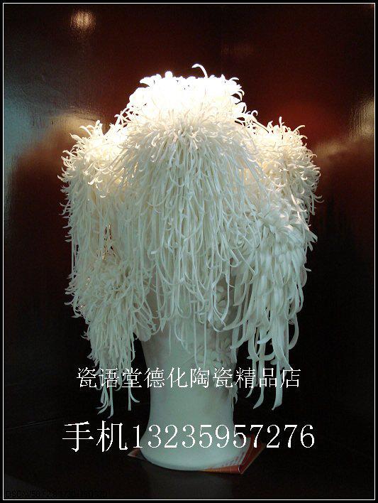 瓷语堂德化陶瓷工艺品雕刻艺术白瓷器瓷花摆设16寸菊花瓶周秀燕