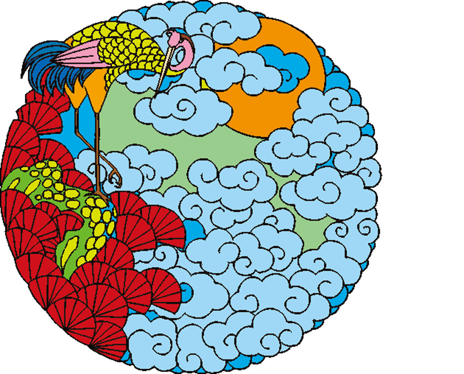 552海报印制海报展板素材397中国传统文化艺术祥云仙鹤 个性定制