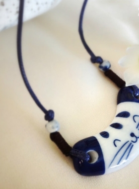 民族风复古卡通猫咪可调节毛衣链