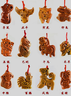 孩子桃木十二生肖脖子挂件吊坠