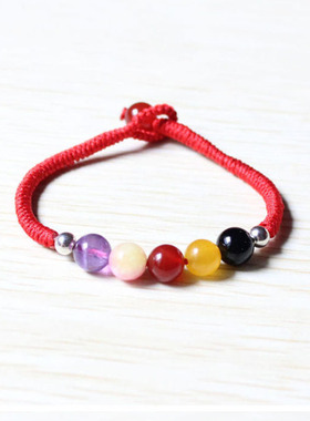 天然水晶转运珠本命年红手绳